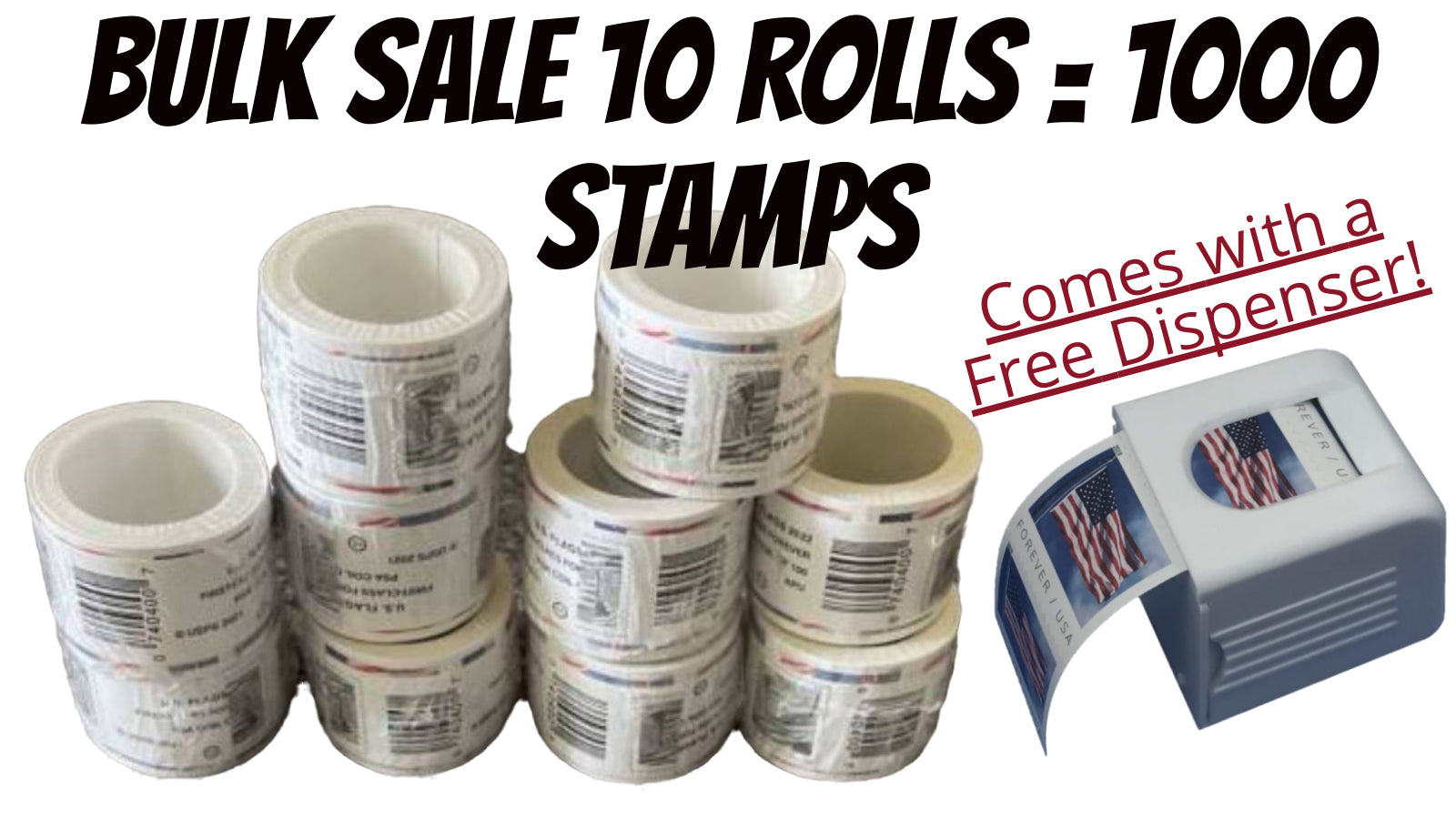 SUPER BULK SALE! 10 Coils/rolls of 100 (1000 Total) Random Years USPS Forever Stamps