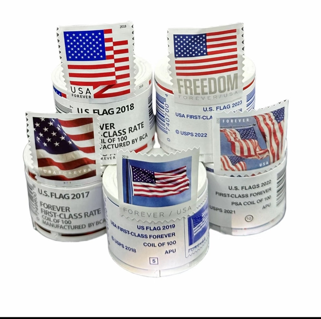 BULK SALE! 5 Coils/rolls of 100 (500 Total) Random Years USPS Forever Stamps