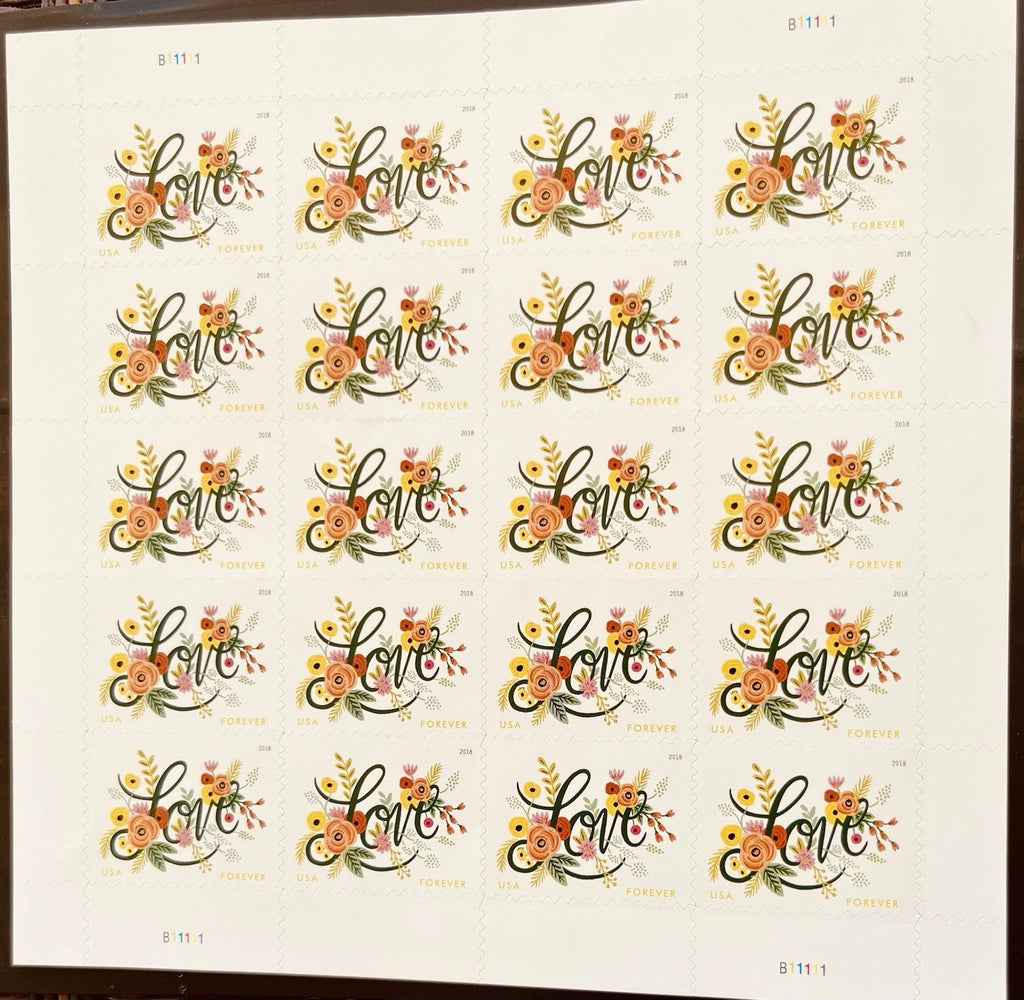 Love 2018 Forever Stamps (5 Panes - 100 Total)