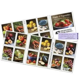 Summer Vegetables USPS Forever Postage Stamps (5) books of 20 (100 total)